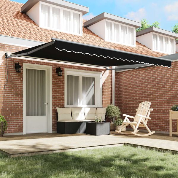 vidaXL Retractable Awning Black 400 x 300 cm Polyester and Aluminium
