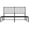 vidaXL Metal Bed Frame without Mattress with Headboard Black 135x190cm
