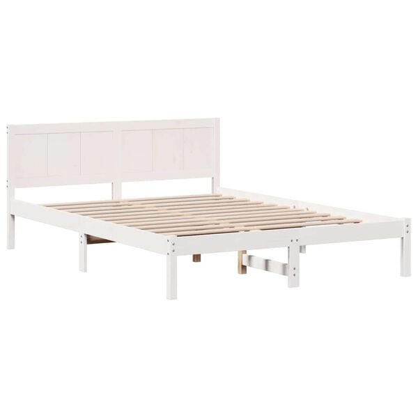 vidaXL Bed Frame White 140 x 200 cm Solid Pine wood