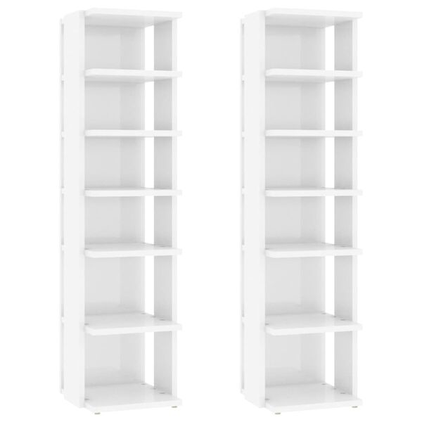 vidaXL Shoe Cabinets 2 pcs High Gloss White 27.5x27x102 cm