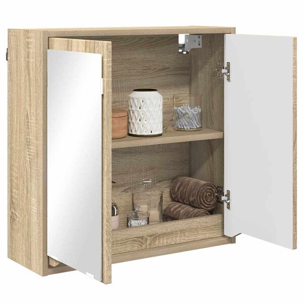 vidaXL Bathroom Mirror Cabinet with Shelf Sonoma Oak 60 x 20 x 60 cm