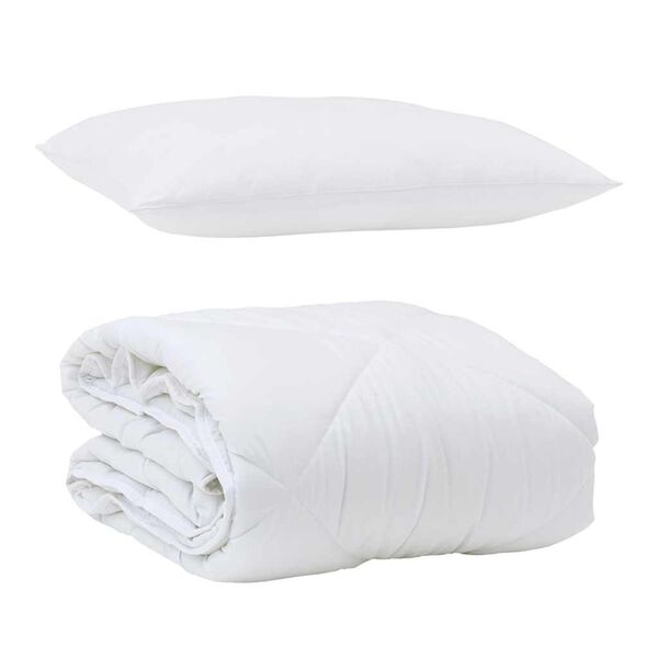 vidaXL All-Season Duvet with Pillow 2 pcs White Microfiber