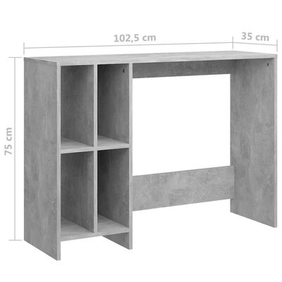 vidaXL Notebook Desk Concrete Grey 102.5x35x75 cm Engineered Wood