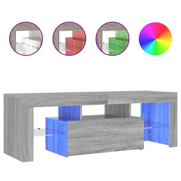 vidaXL TV Cabinet with LED Lights Grey Sonoma 120x35x40 cm
