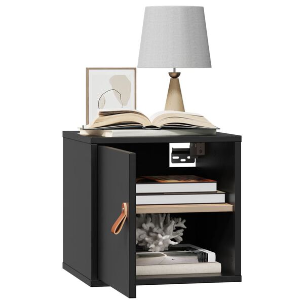 vidaXL Wall Cabinet Black 31.5x30x30 cm Solid Wood Pine