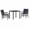 vidaXL Garden Dining Set 3 pcs Grey and Black Rattan