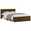 vidaXL Bed Frame with Headboard and LED Brown Oak 140x190 cm