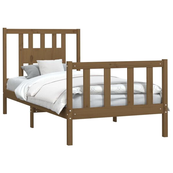 vidaXL Bed Frame without Mattress Honey Brown Solid Wood Pine 90x200 cm