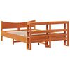 vidaXL Bed Frame with Headboard Wax Brown 135x190 cm Double Solid Wood Pine