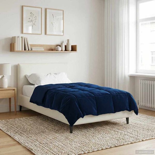 vidaXL Summer Duvet Quilted Dark Blue 135 x 200 cm Microfiber