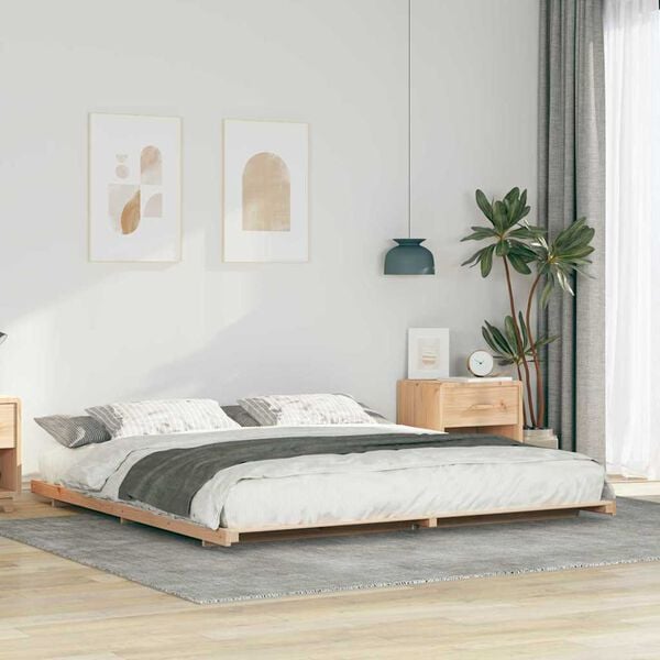 vidaXL Floor Bed Frame Brown 180 x 220 cm Solid pine wood