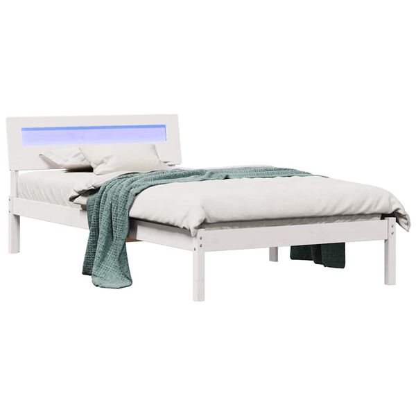 vidaXL Bed Frame with Headboard White 75 x 190 cm Solid Pine Wood