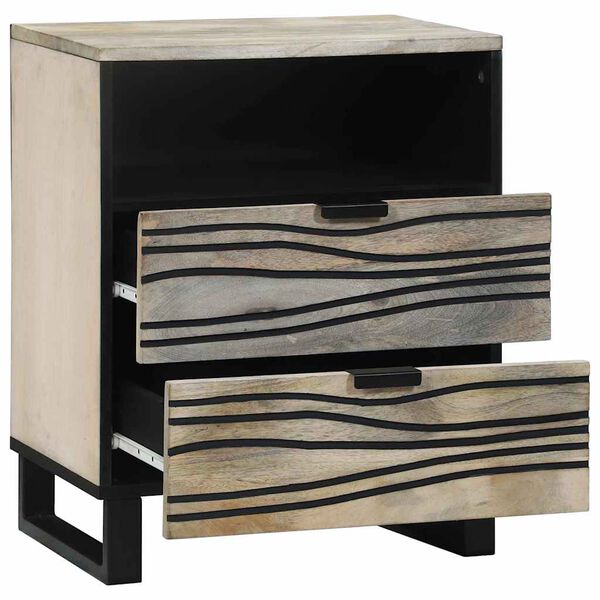 vidaXL Bedside Cabinet with Drawer White and Black 50 x 33 x 62 cm