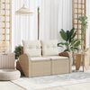 vidaXL Garden Sofa Beige 124 x 62 x 69cm Poly Rattan