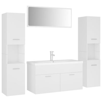vidaXL Bathroom Furniture Set White Engineered Wood