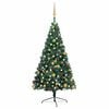 vidaXL Artificial Half Pre-lit Christmas Tree with Ball Set Green 240 cm