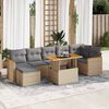 vidaXL 8 Piece Garden Sofa Set with Cushions Beige Poly Rattan Acacia