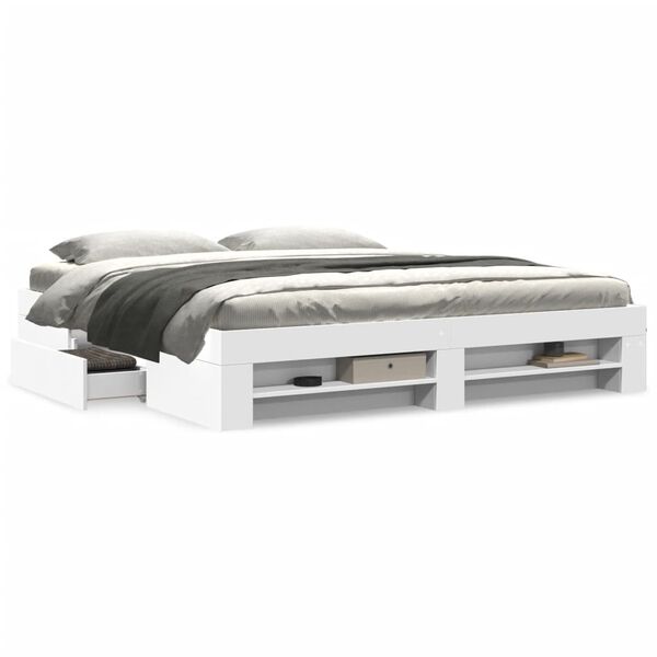 vidaXL Bed Frame without Mattress White 180x200 cm Super King Engineered Wood