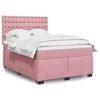 vidaXL Box Spring Bed with Mattress Pink 140x190 cm Velvet