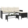 vidaXL Garden Sofa with Table and Cushions L-Shaped Black Poly Rattan