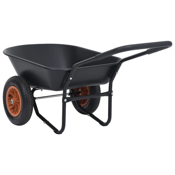 vidaXL Wheelbarrow Black and Orange 78 L 100 kg