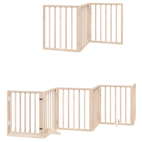 vidaXL Dog Gate with Door Foldable 12 Panels 600 cm Poplar Wood