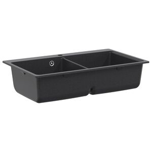 vidaXL Kitchen Sink Double Basin Granite 86 x 51 x 30 cm Graphite