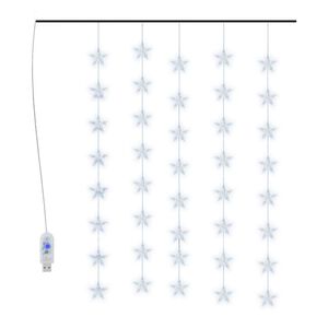 vidaXL LED Star Curtain Fairy Lights 200 LED Cold White 8 Function