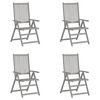vidaXL Garden Reclining Chairs 4 pcs Grey Solid Acacia Wood