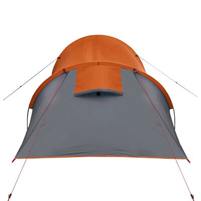 vidaXL Camping Tent Tunnel 2-Person Grey and Orange Waterproof
