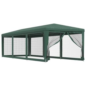 vidaXL Party Tent with 8 Mesh Sidewalls Green 3x9 m HDPE