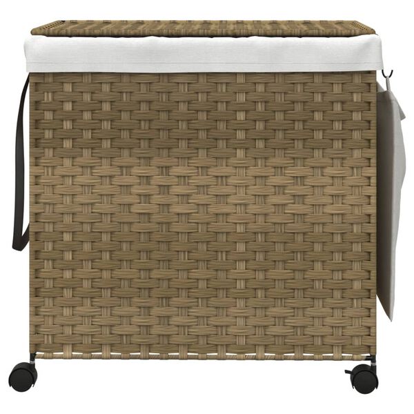 vidaXL Laundry Basket with Wheels 60x35x60.5 cm Rattan