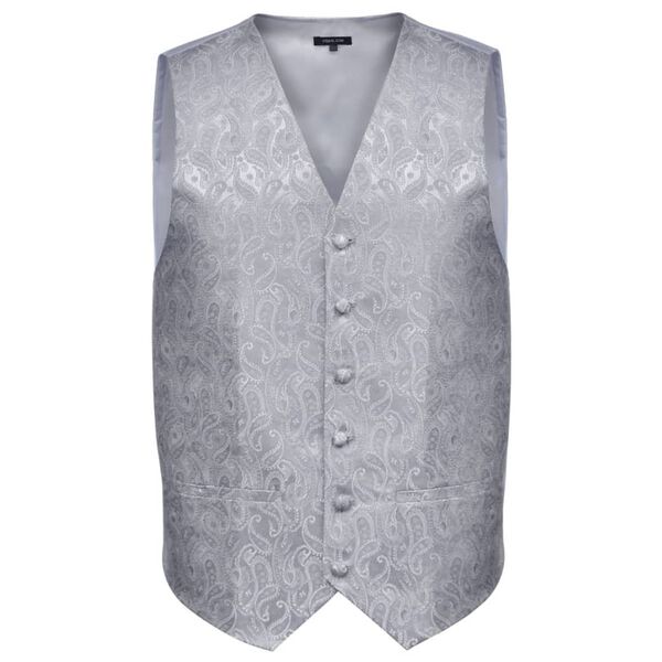 Men's Paisley Wedding Waistcoat Set Size 50 Silver