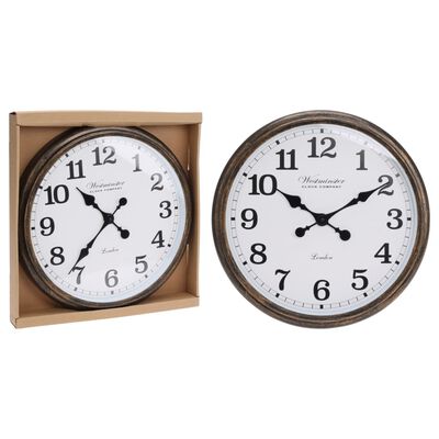 H&S Collection Wall Clock London White and Brown