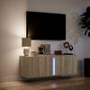 vidaXL TV Wall Cabinet with LED Lights Sonoma Oak 100x31x35 cm