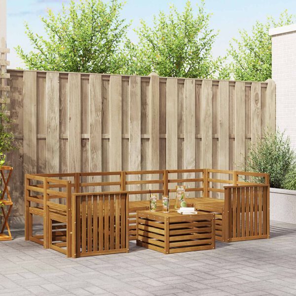 vidaXL Sofa Sets 7 pcs Natural Solid Acacia Wood