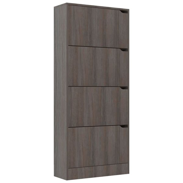 vidaXL Shoe Cabinet with 4 Doors Grey Sonoma Oak 59x24x136 cm Engineered Wood