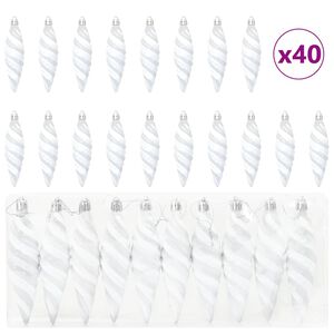 vidaXL Christmas Spiral Shape Ball 40 pcs White 3 x 11 cm Plastic