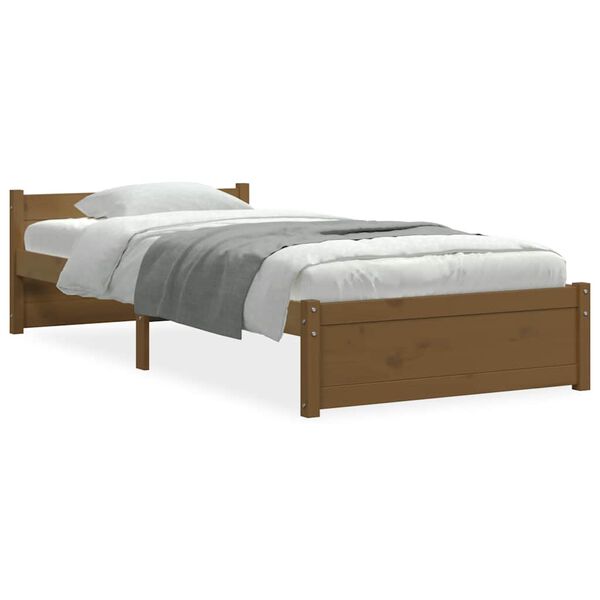 vidaXL Bed Frame without Mattress Honey Brown Solid Wood 75x190 cm Small Single