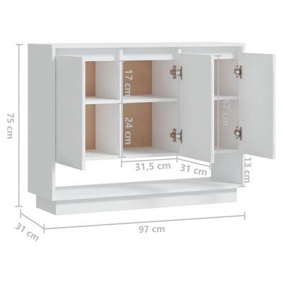 vidaXL Sideboard White 97x31x75 cm Engineered Wood