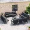 vidaXL Garden Sofa Set with Cushion 13 pcs Black Steel