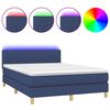 vidaXL Box Spring Bed with Mattress&LED Blue 140x200cm Fabric