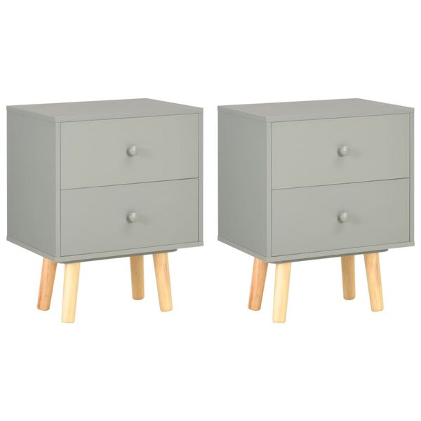 vidaXL Bedside Cabinets 2 pcs Grey 40x30x50 cm Solid Pinewood