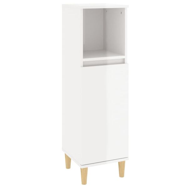 vidaXL Bathroom Cabinet High Gloss White 30x30x100 cm Engineered Wood
