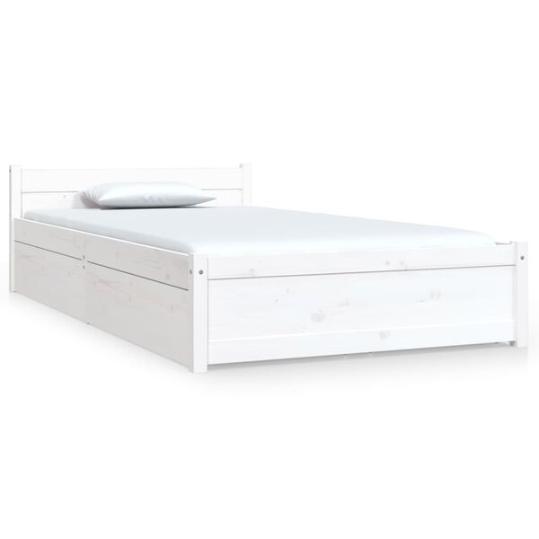 3103484 vidaXL Bed Frame without Mattress with Drawers White 90x200 cm (815030+814985)