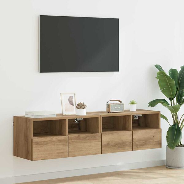 vidaXL TV Wall Cabinets Wall-mounted 2 pcs Artisan Oak 60 x 30 x 30 cm