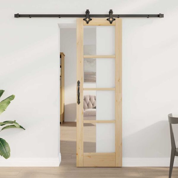 vidaXL Sliding Door ORKDAL Natural and Black 61 x 198.5 cm