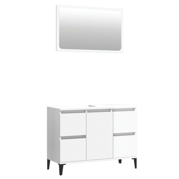 vidaXL 2 Piece Bathroom Furniture Set High Gloss White Engineered Wood