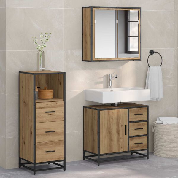 vidaXL Bathroom Furniture Set 3 pcs Artisan Oak Engineered Wood