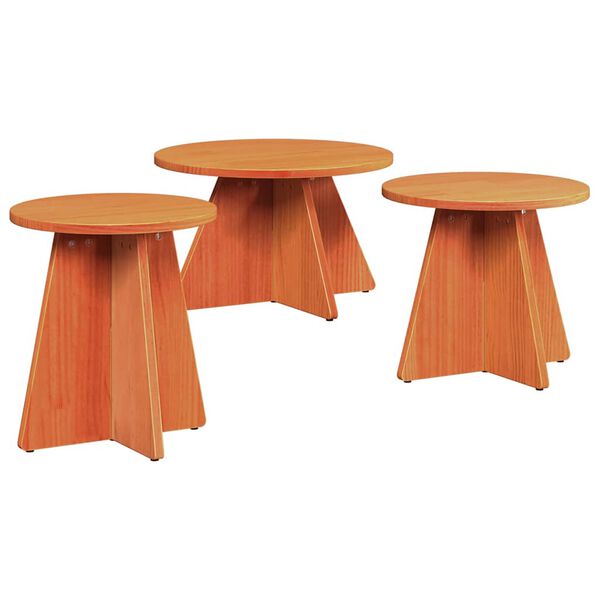 vidaXL Coffee Table 3 pcs Wax Brown
